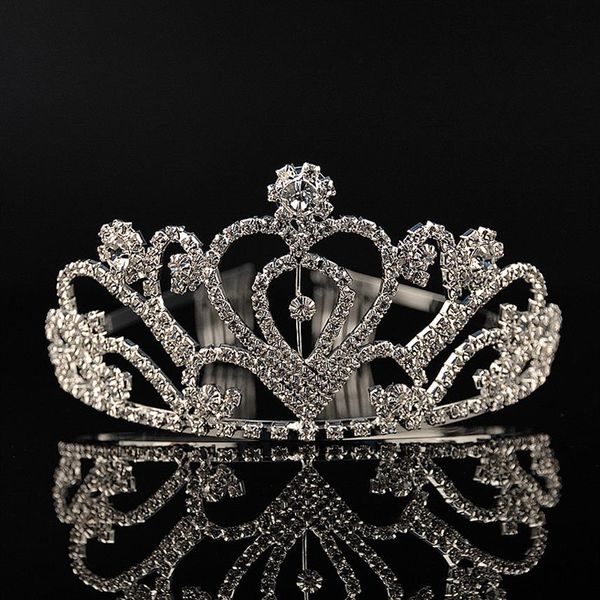 Cristales de plata baratos Tiaras de boda coronas nupciales con cuentas piezas de cabeza de diamantes de imitación peine barato accesorios para el cabello desfile Tiara259J