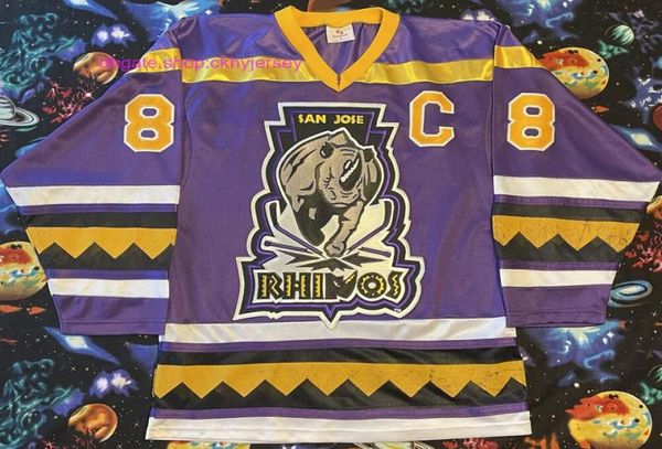 Pas cher Cousu Rare Vintage K1 Sportswear RHI San Jose Rhinos Mark Woolf Hockey Jersey Hommes Enfants Throwback Jerseys9362017