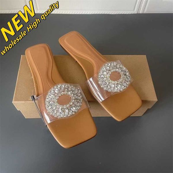 Magasin pas cher 90% de réduction en gros diamant Za Transparent Pvc été nouvelles chaussures pour femmes avec Style féerique sandales plates en cristal eau portant des pantoufles paresseuses de haute qualité