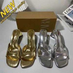 Magasin pas cher 90% de réduction sur la vente en gros Za Gold Femmes avec des chaussures Argent 23 Ligne Année Nouveau et Carré Talons épais Sandales hautes en forme de haute qualité
