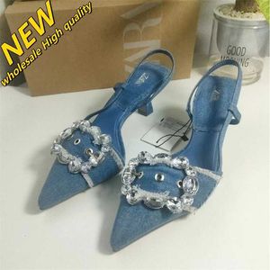 Magasin pas cher 90% de réduction sur les chaussures pour femmes en gros Za2024 Automne Mode Nouveaux talons hauts intégrant une boucle d'eau pointue et de diamant avec des sandales de ceinture de haute qualité