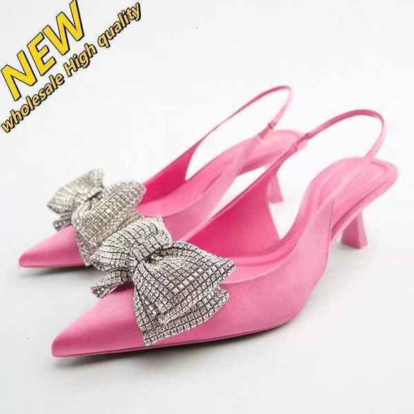 Magasin pas cher 90% de réduction en gros Za été chaussures pour femmes sandales couleur bonbon eau diamant nœud Style pointu unique talons hauts