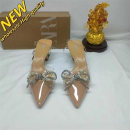 Magasin pas cher 90% de réduction en gros Za2024 Automne Femmes Chaussures Pointu Dos Creux Transparent Pvc Eau Diamant Bow Perle Mode Sandales