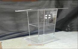 Goedkope transparant acryl podium preekstoel Lesteren Clear Plexiglass Podium Organisch glaskerk preekstoel7528050