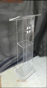 Goedkope transparant acryl podium preekstoel Lesteren Clear Plexiglass Podium Organic Glass Church Pulpit1368783