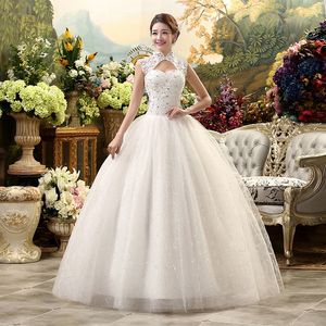 Gratis verzending goedkope vintage lace up trouwjurk 2018 echte foto plus size bruids baljurk vestido de noivas