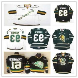 Pas cher Vintage OHL London Knights Jersey 93 Mitch Marner 18 Liam Foudy 11 John Carlson 61 John Tavares 16 Max Domi Broderie Custom Jers 98