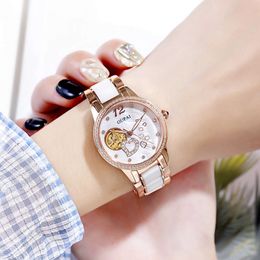 Goedkoop horloge Dames uitgeholde mechanische volautomatische keramische armband Waterdicht, eenvoudig, elegant, licht en luxueus