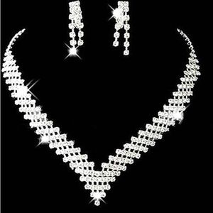 Ensemble de bijoux de mariée bon marché pour filles, boucles d'oreilles, collier en cristaux, accessoires formels pour fête de noël, strass, meilleure vente 285q