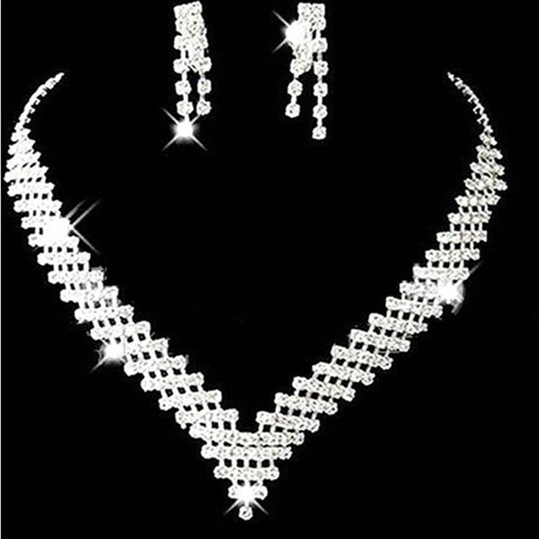 Conjuntos de joyería nupcial de boda baratos Pendientes para niñas Collar Cristales Fiesta de Navidad formal Accesorios de diamantes de imitación más vendidos299l