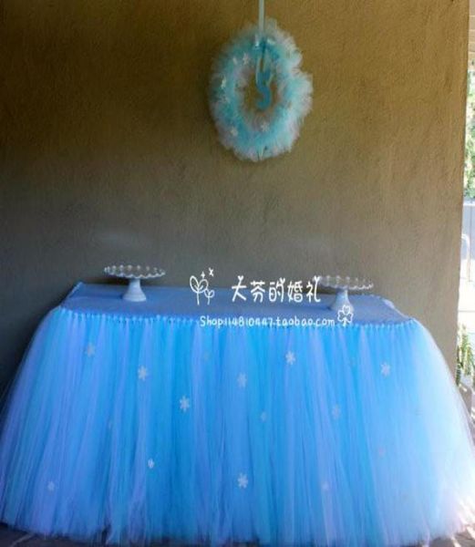 Jupe de table tutu en tulle de mariage pas cher sur mesure couleur taille bleu jaune rose violet princesse baby shower table de fête d'anniversaire Ski4226663