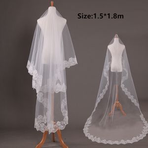 Voile de mariage pas cher tulle doux avec bord appliqué 1.5*1.8 m blanc, ivoire voiles de mariée accessoires de mariage voiles de mariage