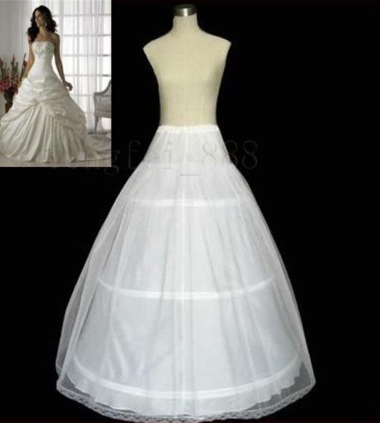 Robes de mariée Aline blanches bon marché, jupons 2T, 3 cerceaux, 1M, 2 couches, sous-jupe, robe Crinoline AI78027419