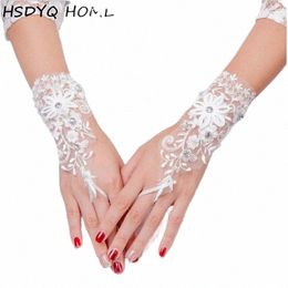 Guantes blancos baratos elegante escritura Fingerl párrafo corto Rhineste guantes de boda nupcial venta al por mayor caliente M93a #