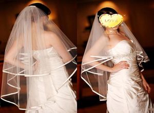 Goedkope witte kopteksel ellebooglengte Grenslaag BRIDAL VEILS TULLE Wedding Veil Custom Bridal Veils Fast Delivery Bridal Accessories8333087