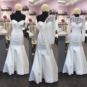 Pas cher Blanc Ivoire Dentelle Vestes De Mariée Boleros À Manches Longues De Mariage Mariée Wraps Shrugs Manteaux Pour Robes De Mariée