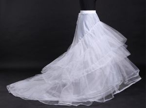 Robes de mariée en tulle blanc pas cher Jupon Train Jupons 3 cerceaux 4 couches Aline longue robe de train sous-jupe robe de mariée Crino34700923