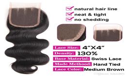 Clôture en dentelle entière pas cher 44 pouces Middle Trois partie 130 densité Natural Noir corps droit des cheveux humains brésiliens T6889144