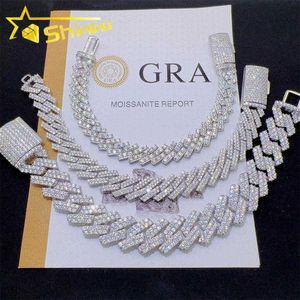 Goedkope hele sterling zilver Iced Out Diamond VVS Moissanite Cuban Link Bracelet269K
