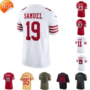 Menores al por mayor para hombres al por mayor los niños Christian Brock Patrick Purdy George Jersey Metcalf Nick Travis McCaffrey Fred Mahomes Kelce Bosa Kittle Warner todas las camisetas cosidas