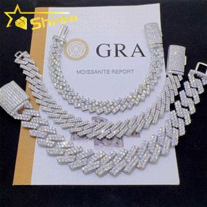 Prix ​​en gros pas cher Silver Silver Iced Out Diamond VVS Moisanite Cuban Link Bracelet 2524