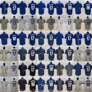 2023-24 Nouveau Baseball 17 Shohei Ohtani Jersey Home away 18 Yoshinobu Yamamoto Jerseys Bleu Blanc Gris Chemise de sport respirante Homme Femme Jeunes Enfants Garçons