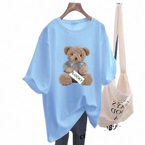Vêtements pour femmes bon marché et offres de livraison gratuites Bear T-shirt à manches courtes Femme Plus Taille Loose Ins Fi Medium Lg Tops L9du #