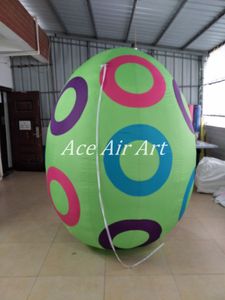 Más barato 2,2 m H Huevos inflables gigantes Decoraciones para eventos con anulación colorida y soporte de base Soplador incorporado