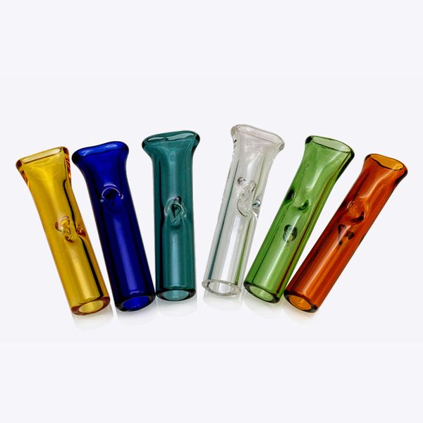 Hookahs Punta de filtro de boca plana y puntas redondas con tubo de paja de vidrio transparente Hookahs Bong Dab rig