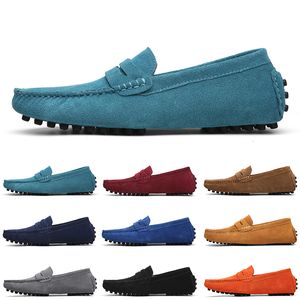 Chaussures en daim décontractées pour hommes moins chers, noir, bleu, vin, rouge, gris, orange, vert, marron, à enfiler, paresseux, en cuir, pointure 38-45