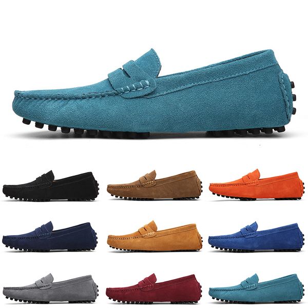 Zapatos de gamuza casuales para hombres más baratos que no son de marca, negro, azul oscuro, vino, rojo, gris, naranja, verde, marrón, para hombre, sin cordones, zapato de cuero perezoso, EUR 38-45