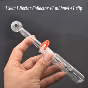 Kits de tuyaux de brûleur à mazout en verre mâle le moins cher de 14 mm Mini narguilés tuyaux de fumée avec filtre Perc Recycler Dab plates-formes à huile plat en verre de paille NC Kit