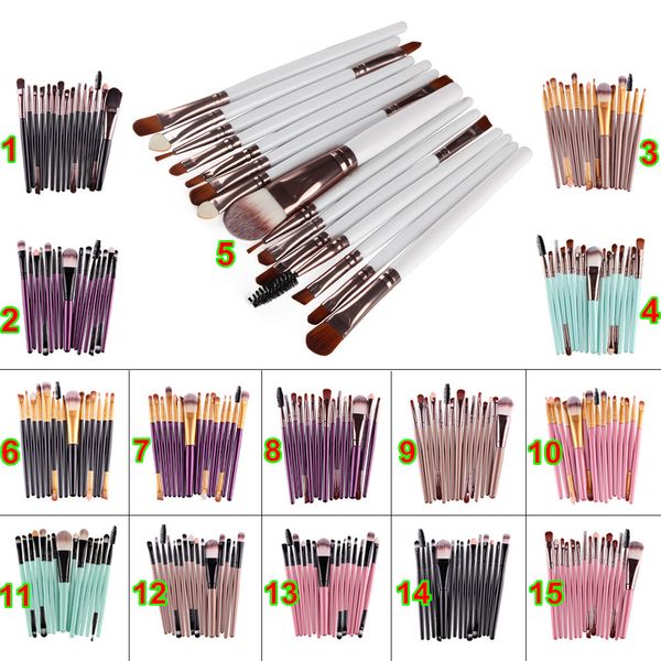 Le moins cher 15pcs pinceaux de maquillage cosmétiques ensembles poudre fond de teint fard à paupières kits de pinceaux pinceaux de maquillage outils de beauté de maquillage professionnel en vente