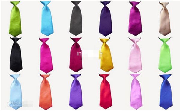 Moins cher bébé garçon école mariage élastique cravates cravates solide couleurs unies 3 enfant école cravate boy3043291