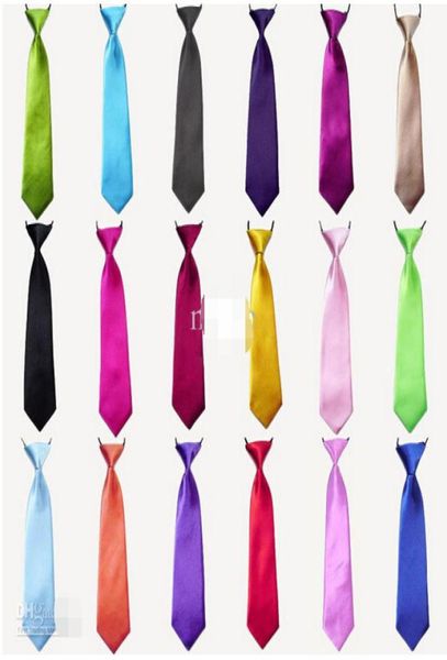 Moins cher bébé garçon école mariage élastique cravates cravates solide couleurs unies 3 enfant école cravate boy9711625