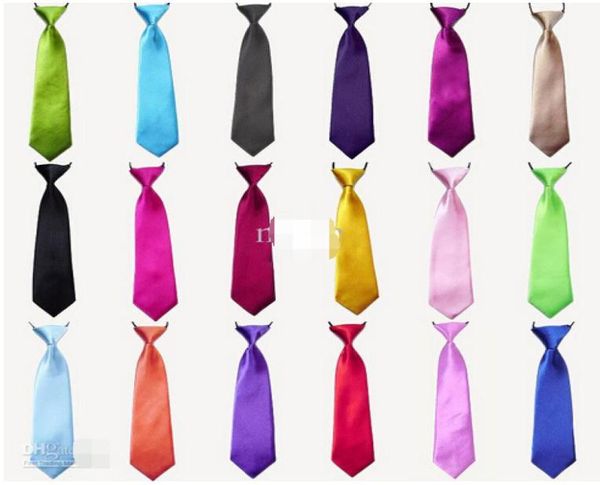 Moins cher bébé garçon école mariage élastique cravates cravates solide couleurs unies 3 enfant école cravate boy7399811