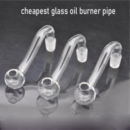 Goedkoopste gebogen mannelijke vrouwelijke glazen oliebranderpijp met 10 mm 14 mm 18 mm dikke Pyrex watertabakshandpijpen Bubbler voor bong waterpijpen asvanger rookgereedschap