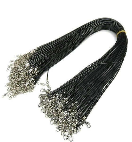 Moins cher!Collier en cuir en cuir de 2,0 mm de 2,0 mm corde de corde de perle de 45 cm Chaîne d'extension avec fermoir à homard Diy bijoux de fabrication8112558