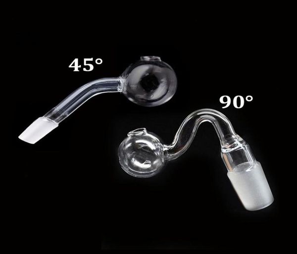 Tubo de quemador de aceite de vidrio más barato grueso 10 mm 14 mm 18 mm Macho Hembra Pyrex claro quemador de aceite tubo de agua curva para fumar agua bong 45 7323095