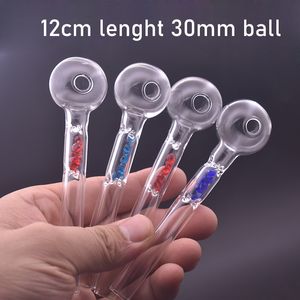 Pipe de fumée en verre la moins chère 12 cm Lenght 30 mm Ball Hand Glass Huile Burner Pipes avec diamant artisanat