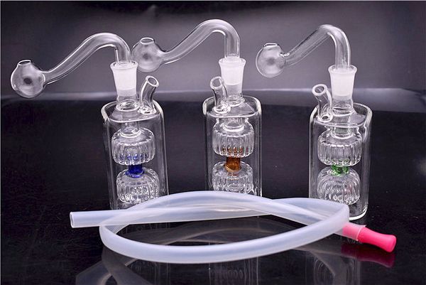 Mini bong de quemador de aceite de vidrio de alta calidad más barato con pyrex transparente quemador de aceite de vidrio grueso reciclador de tubería de agua bong de quemador de aceite con manguera