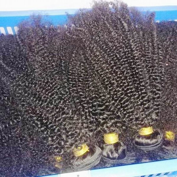 moins cher cheveux bouclés crépus 4pcs lot 100 cheveux humains brésiliens couleur naturelle trame 100g pièce livraison gratuite