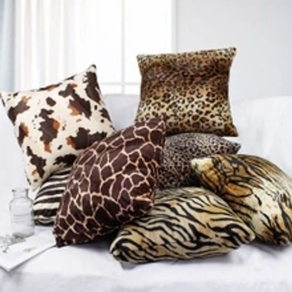Le moins cher léopard zèbre taie d'oreiller motif animal coussin de voiture taie d'oreiller carré Super doux canapé jeter taies d'oreiller housse de coussin 43*43cm