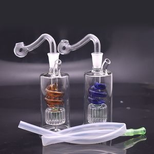 Prix le moins cher Tuyaux d'eau de bong de brûleur à mazout en verre avec matrice en spirale Perc Recycler Dab Rig Ashcatcher Bongs avec tuyau et tuyau de brûleur à mazout de 10 mm