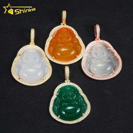 Goedkoopste prijs moissanite hiphop sieraden leverancier 925 zilveren vvs diamant groen jade iced out boeddha hangerdesigner sieraden