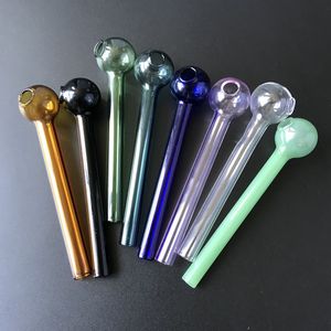 Goedkoopste pyrex glazen olie brander pijp kleurrijke glazen rokende pijpen 4 inch mini hand pipesglas bubbler tabak pijpen