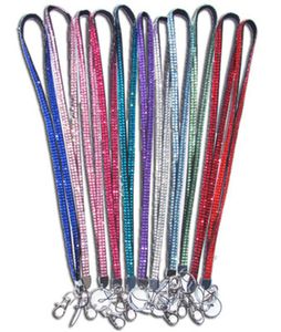 Nieuwe Bling Rainbow Rhinestone Lanyard Crystal Neck Riem Diamond lange lanyard met sleutelhanger en clipbadge ID -houder