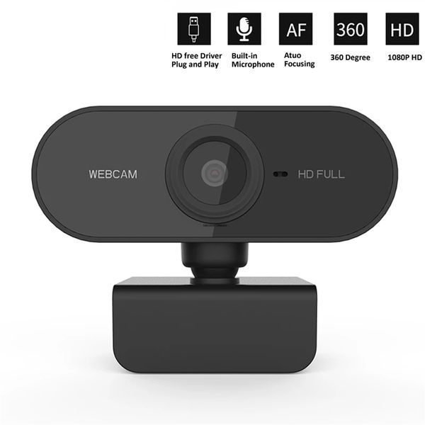 Webcam 1080P Full HD Cam Cámara web con micrófono USB Plug Web-Cam para PC Computadora Mac Computadora portátil Escritorio YouTube Skype Mini cámaras