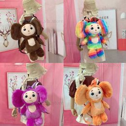 Cheburashka Backpack Cheburashka Plush Backpack Soft Doll Russian Cartoon Big Ear Monkey Gevulde Doll Bag -film Karakter Toys T230815