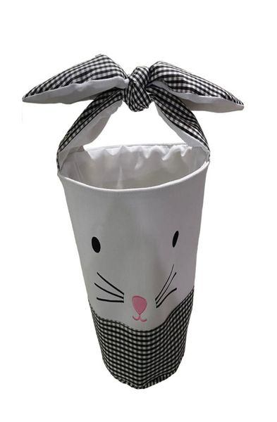 Vérifier l'oreille Bow Tie Bunny Paster Pasky Purple Plaid Day Day Gift Bag Cartoon Blanks Bunny Bucket For Kid Egg Candies Dom17666758848